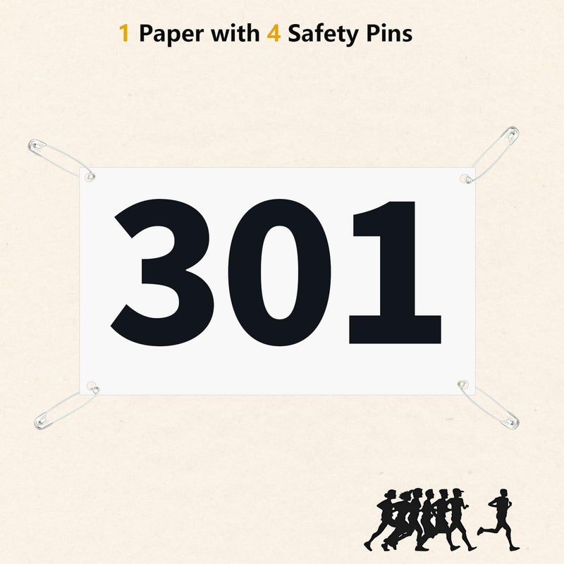 UISKOOPW Tyvek Race Bibs Running Numbers with Safety Pins, Audition Numbers|Tryout Numbers 1-500 for Marathon Runners Events Sports Games - Image 3